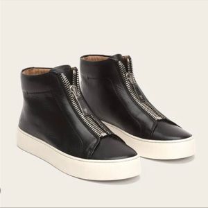Frye Lena Black Leather High Top Sneakers